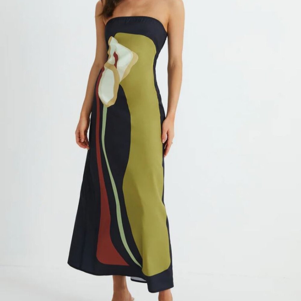 Floral Print Tube Maxi Dress